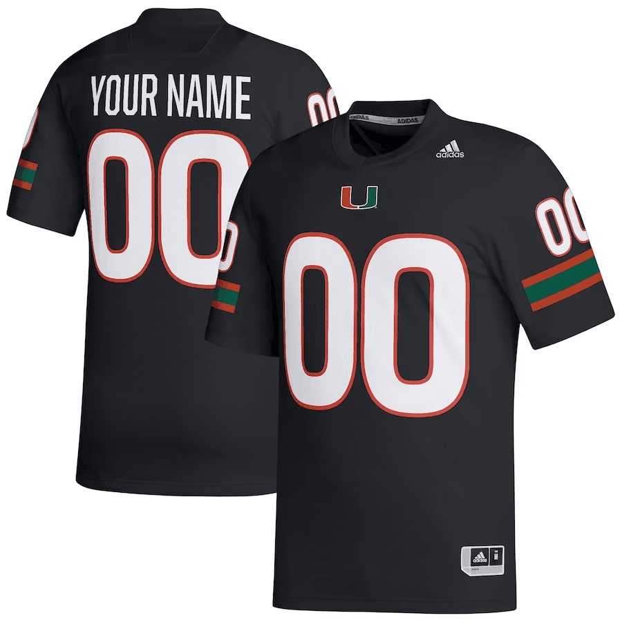 Men%27s Miami Hurricanes Customized Black Stitched Football Jersey